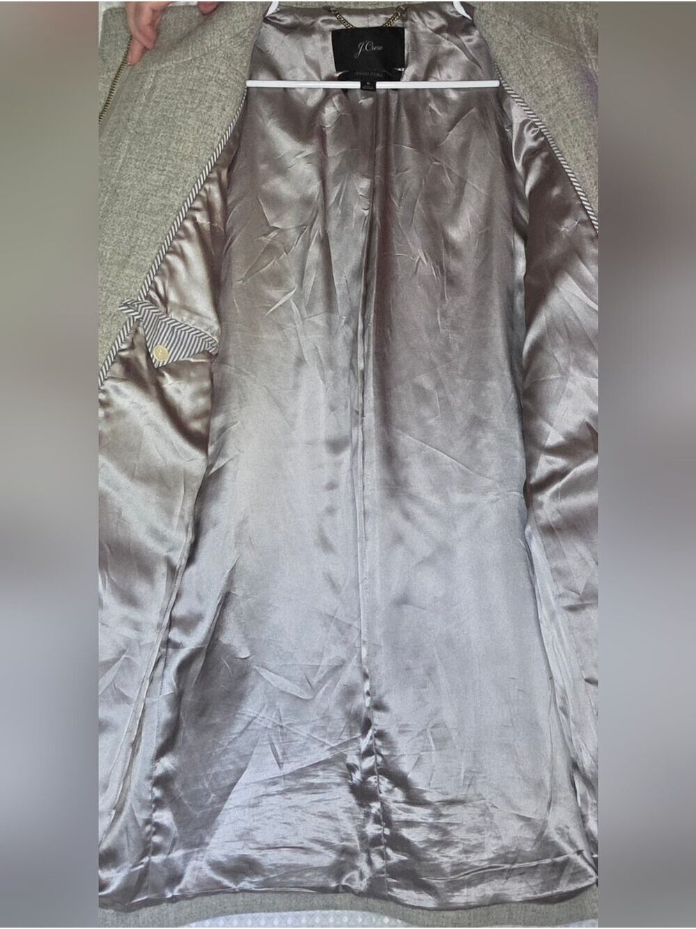 J.Crew Italian Stadium Cloth Wool Coat Gray Nello Gori Size 6 Quiet Luxury - Picture 9 of 11
